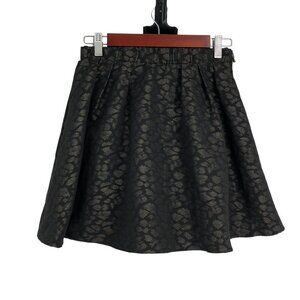 Aritzia Talula Black & Bronze Abstract Patterned Flared Mini Skirt size 2